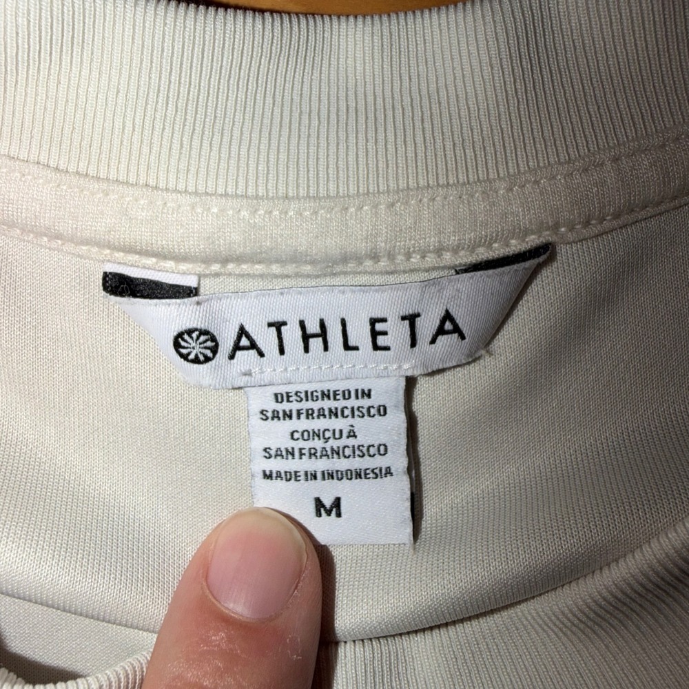 Athleta Seasoft Crewneck Sweatshirt Bone Medium Tencel Modal Soft - Picture 8 of 9